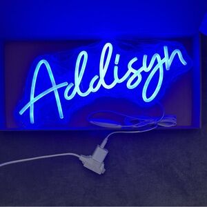 “Addisyn” Blue Neon Name Sign Dimmable NWT